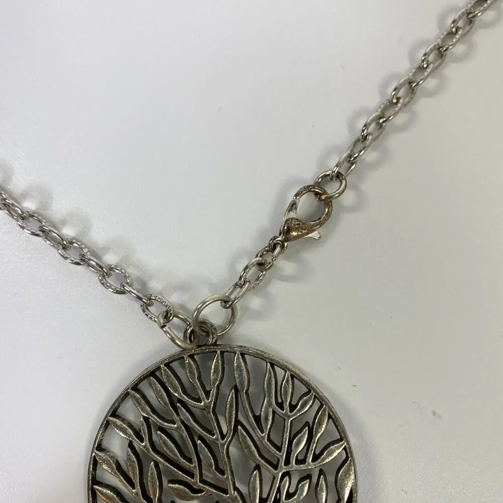 Tree of Life Pendant Badge Name Tag Holder‎ Necklace Silver Tone Work Conference